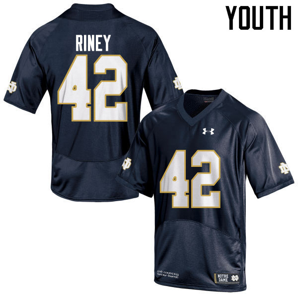 Youth #42 Jeff Riney Notre Dame Fighting Irish College Football Jerseys-Navy Blue